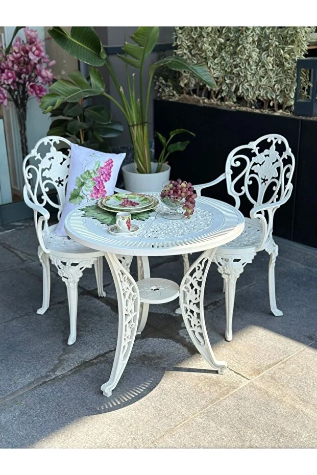 ISPARTA model ferforje görünümlü PLASTİK Yuvarlak masa ve sandalye takımı